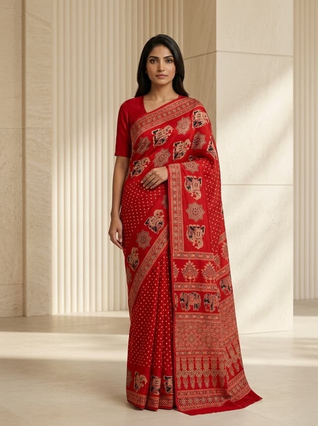 Ivory Pearl Handcrafted Bandhani Festive Saree (No. 009) — Primary Hero View