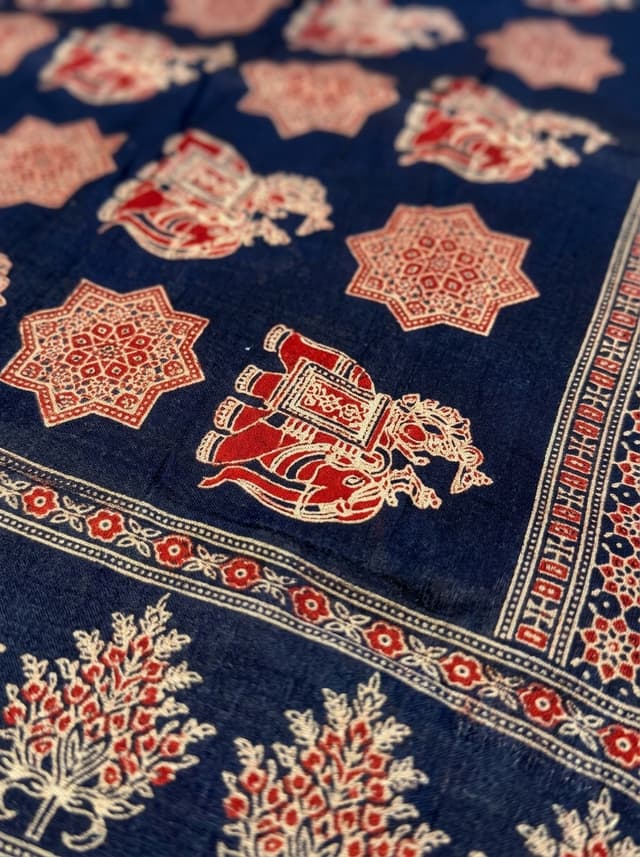 Indigo Blue Handcrafted Bandhani Festive Saree (No. 010) — Artisanal Detail View
