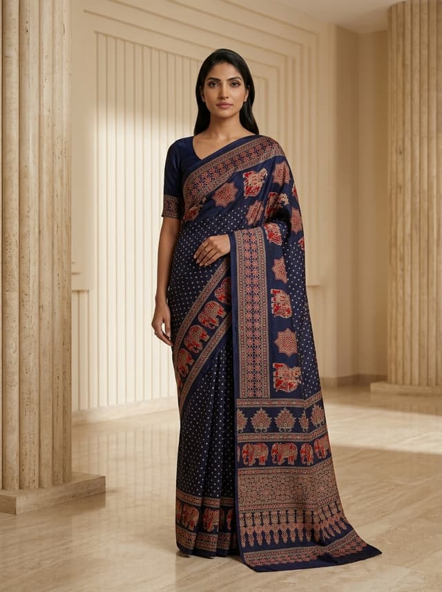 Indigo Blue Handcrafted Bandhani Festive Saree (No. 010) — Primary Hero View