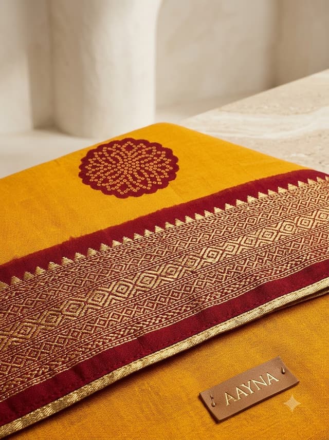 Crimson Red Handcrafted Bandhani Festive Saree (No. 011) — Artisanal Detail View