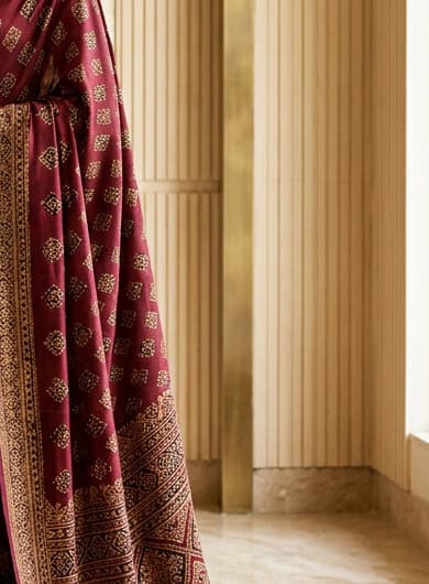 Rani Fuchsia Handcrafted Bandhani Festive Saree (No. 015) — Artisanal Detail View