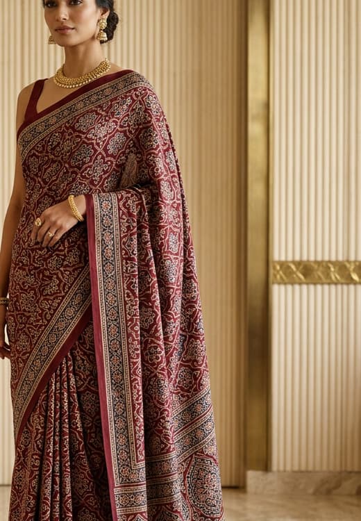 Ivory Pearl Handcrafted Bandhani Festive Saree (No. 019) — Secondary Angle
