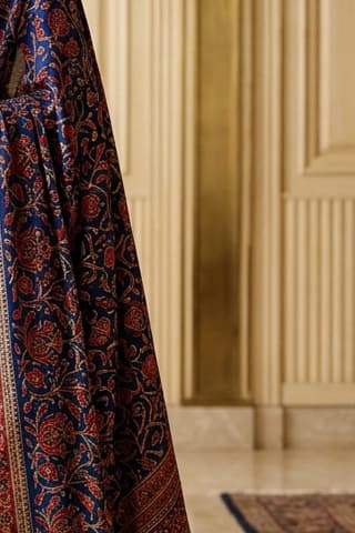 Indigo Blue Handcrafted Bandhani Festive Saree (No. 020) — Artisanal Detail View