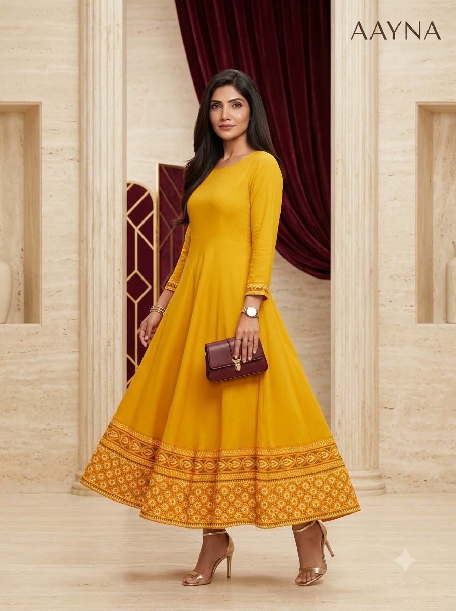 Sunshine Yellow Flared Anarkali Kurti Gown